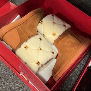 VALENTINO GARAVANI Roman Stud shearling ankle boots